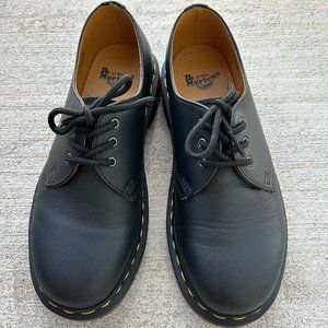 Dr. Martens, 1491 Yellow Stitch Oxfords, Smooth Black